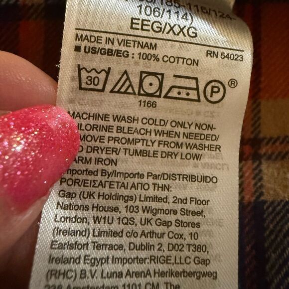 Gap untucked size 2XL orange and cobalt flannel shirt - Picture 9 of 9